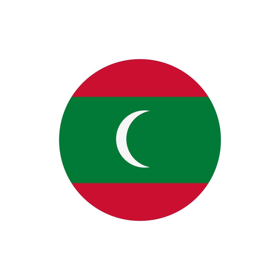 icône de vecteur de drapeau maldivien rond isolé sur fond blanc. le drapeau des maldives dans un cercle