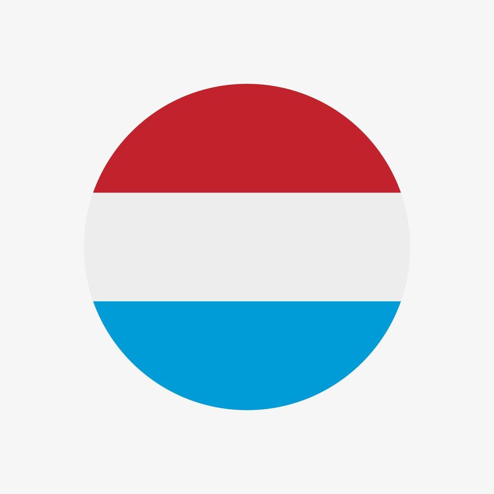 icône de vecteur de drapeau luxembourgeois rond isolé sur fond blanc. le drapeau luxembourgeois en cercle