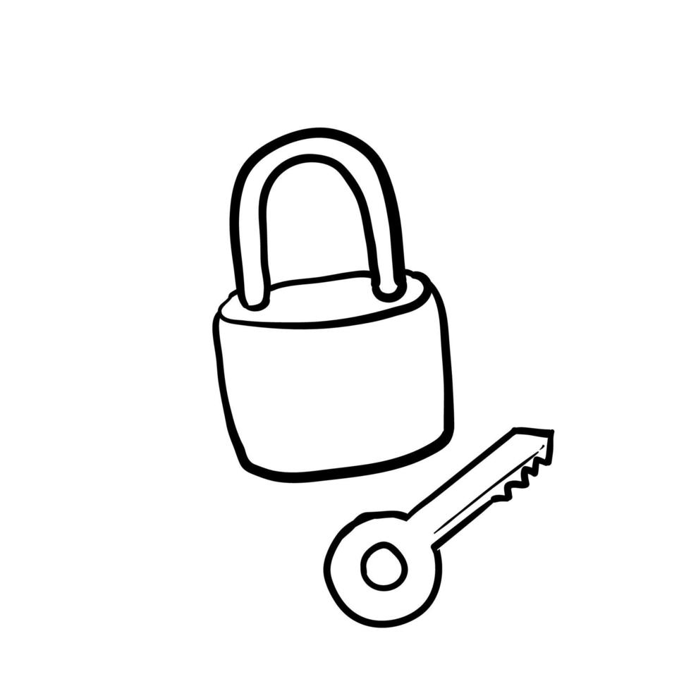 cadenas dessinés à la main et illustration de clés dans le vecteur de style doodle