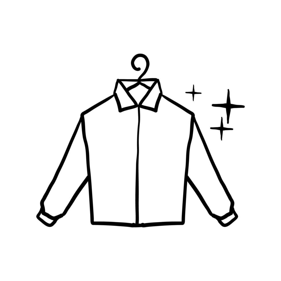 dessin à la main des vêtements propres, chemise avec cintre illustration.doodle vecteur