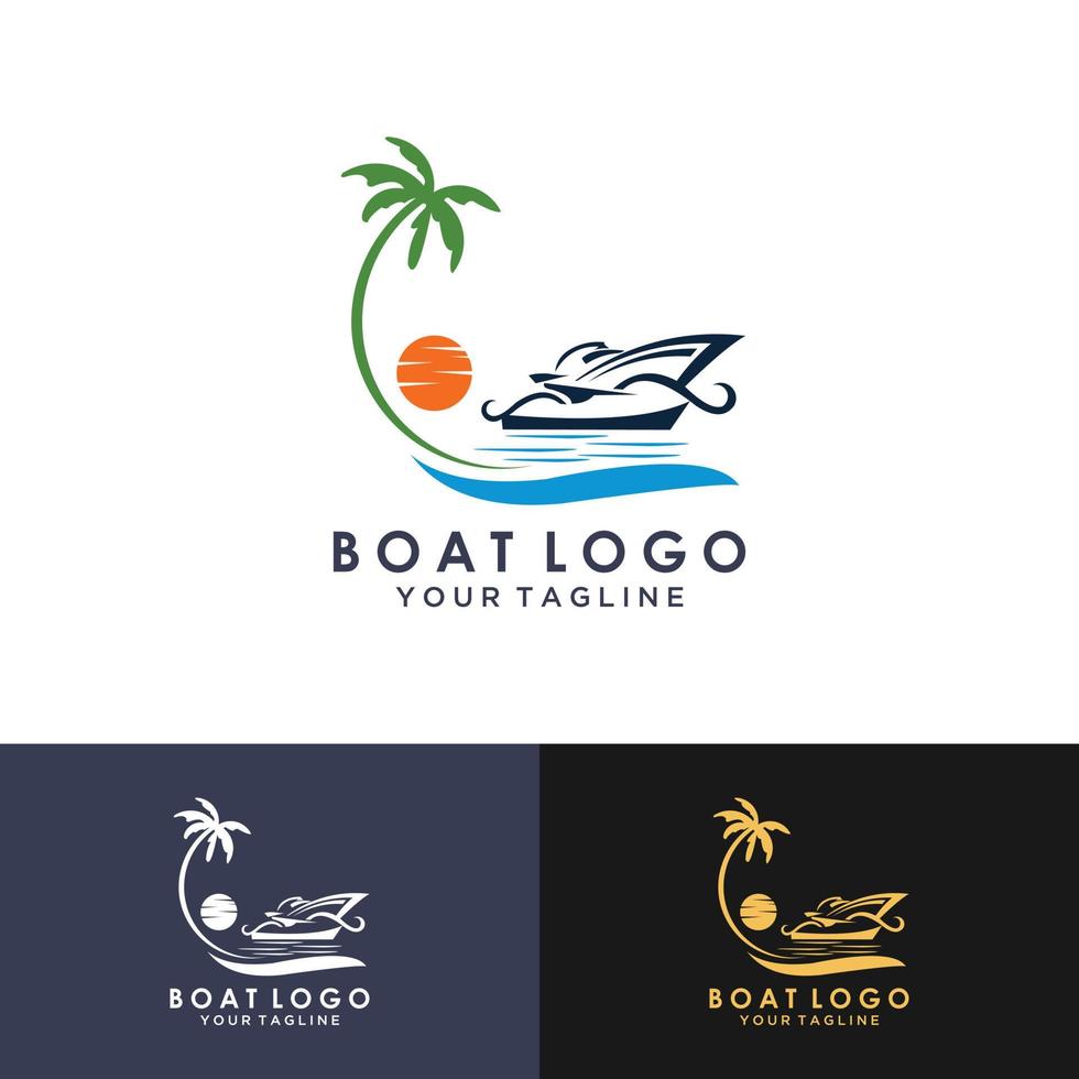 illustration de modèle basé sur le vecteur de conception de logo de bateau à voile