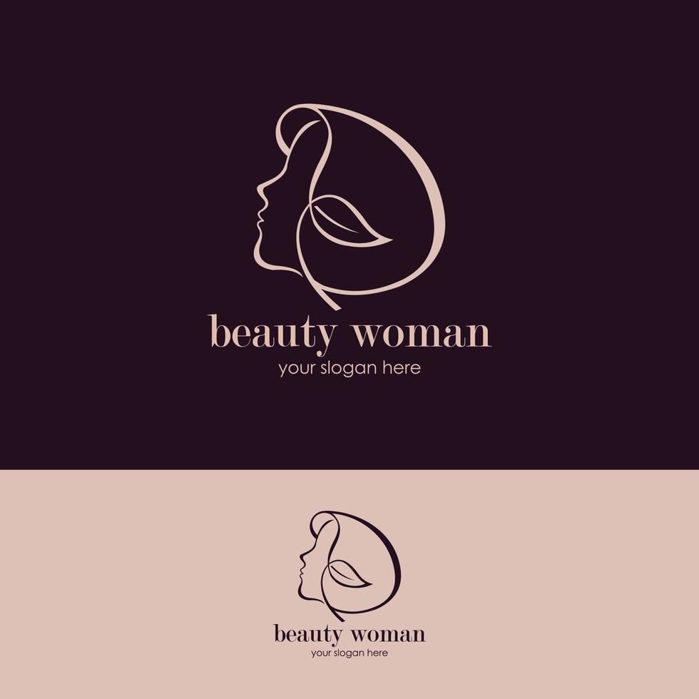 modèle de logo de salon de beauté coiffure pour femmes style sillhouette vecteur