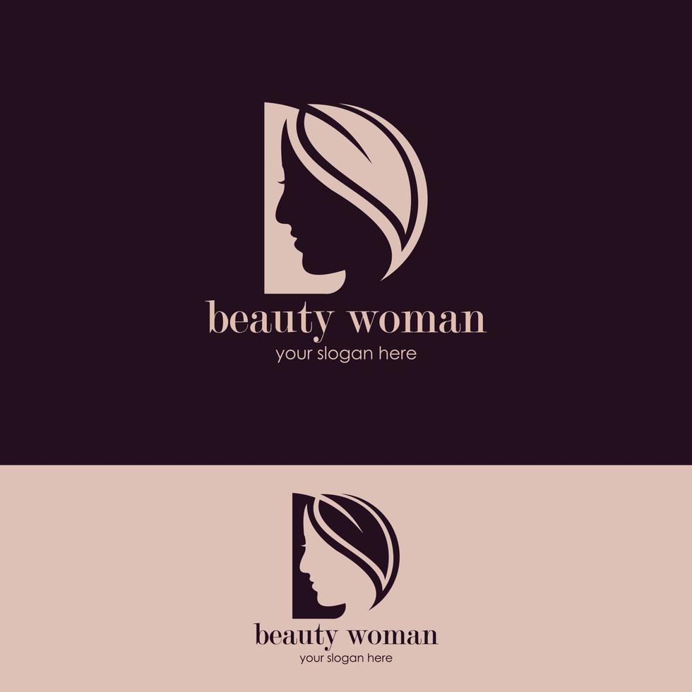 modèle de logo de salon de beauté coiffure pour femmes style sillhouette vecteur