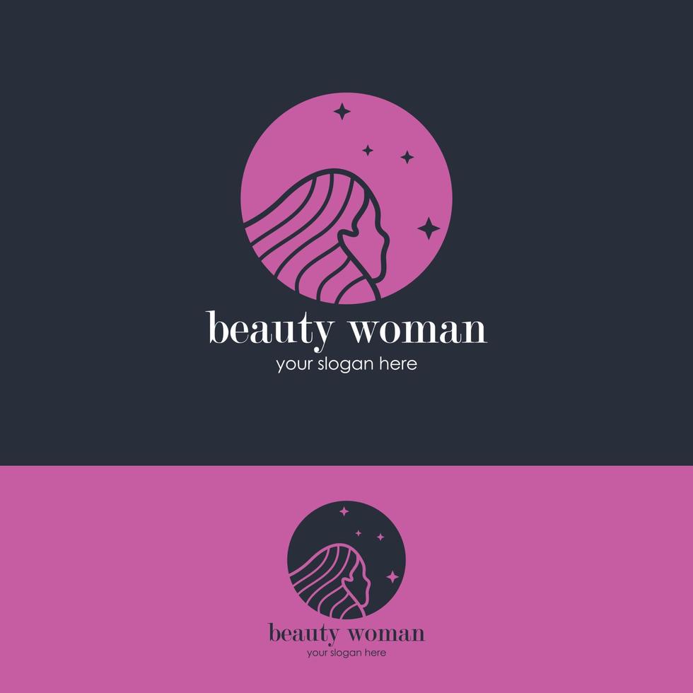 modèle de logo de salon de beauté coiffure pour femmes style sillhouette vecteur