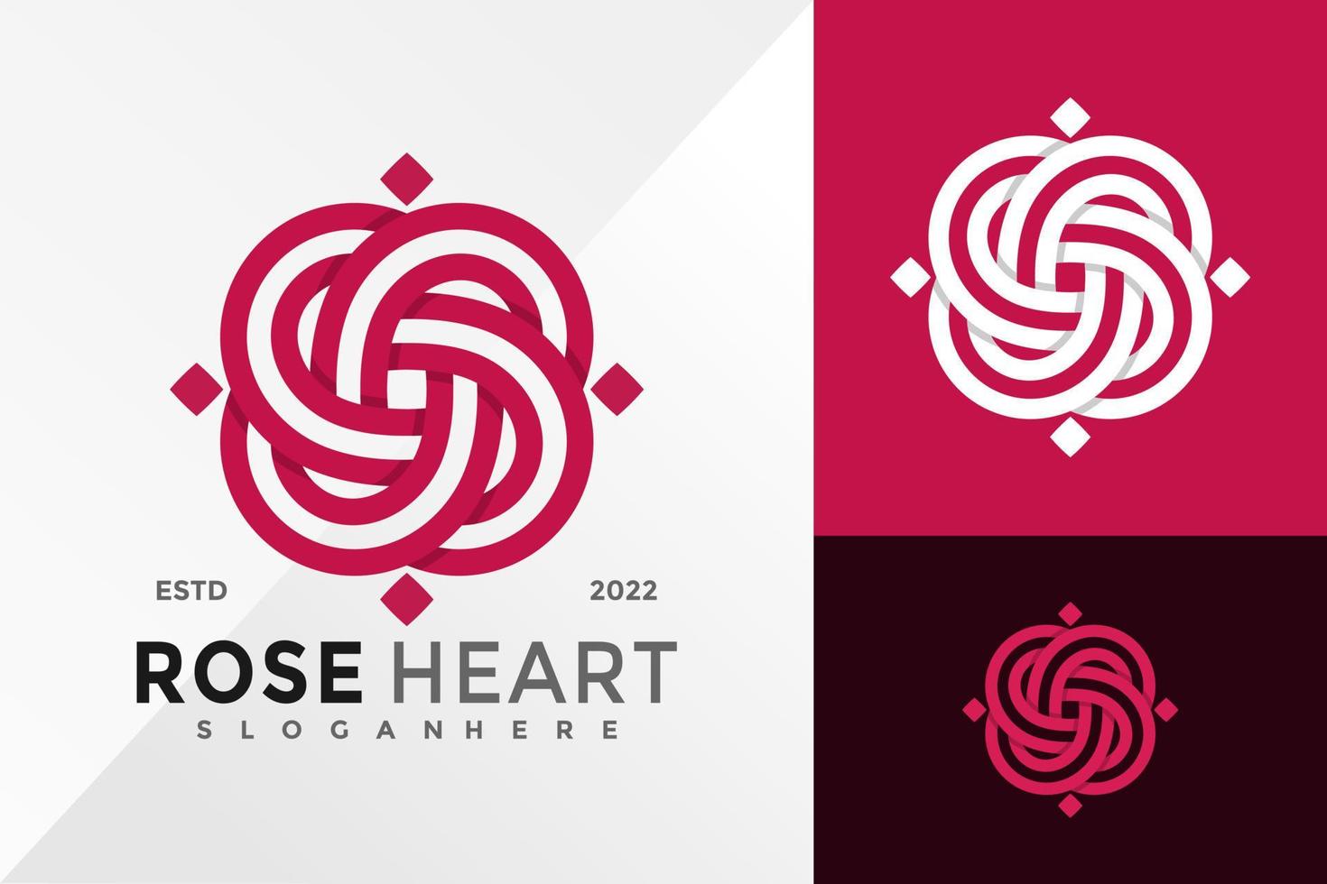 modèle d'illustration vectorielle de conception de logo d'ornement de coeur rose vecteur