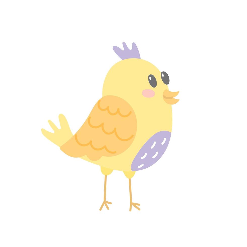 oiseau de printemps mignon, illustration de dessin animé de vecteur dans un style dessiné à la main