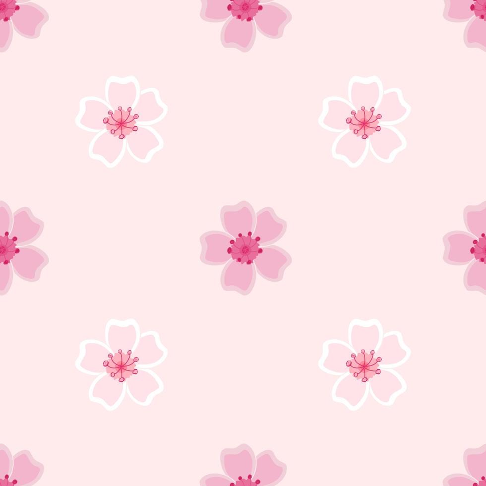 sakura sur fond rose. sakura sous la forme d'un vecteur. modèle sans couture. modèle de tissu. papier d'emballage de fleurs. vecteur
