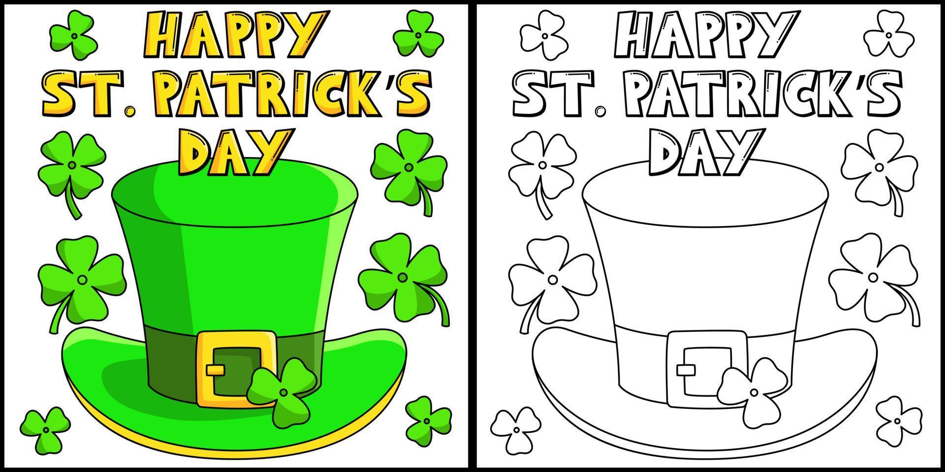 joyeux saint patricks day chapeau de lutin coloriage vecteur