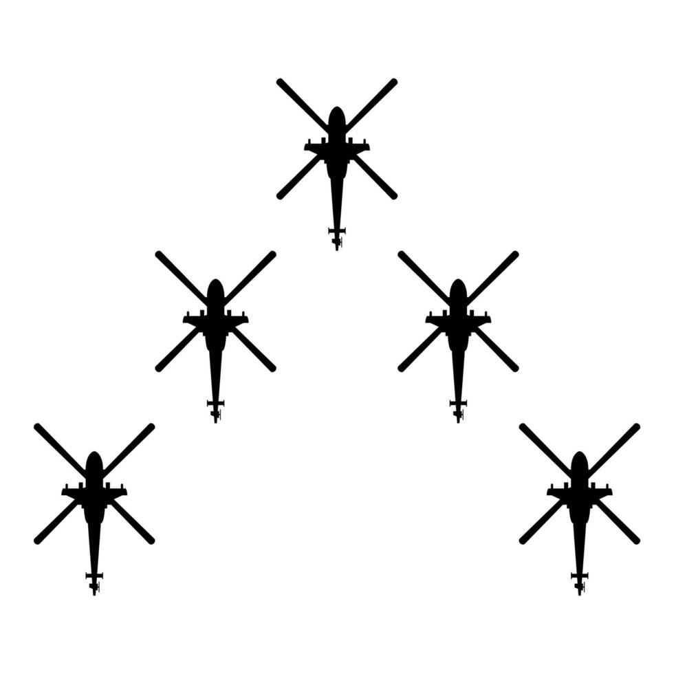 groupe d'hélicoptères de combat concept militaire chopper dans l'icône de l'armée de l'air couleur noire illustration vectorielle image style plat vecteur