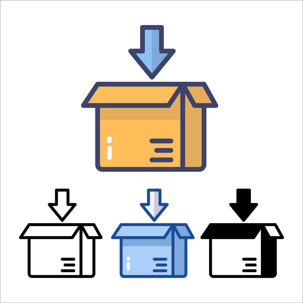 symbole d'icône de distribution de colis, conception plate de pictogramme pour les applications et les sites Web, statut de traitement de téléchargement, isolé sur fond blanc, illustration vectorielle vecteur