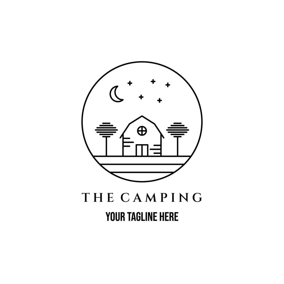 lune cabine dessin au trait minimaliste logo illustration design icône créative vecteur