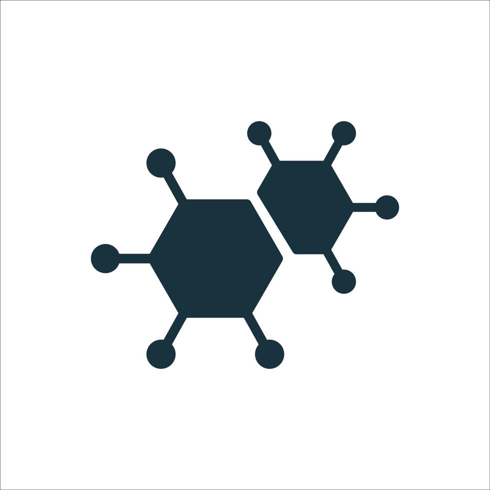 icône de silhouette moléculaire de réseau de structure. pictogramme de glyphe de structure de connexion d'atome. forme molécule hydrogène, oxygène, icône de l'eau. illustration vectorielle isolée. vecteur