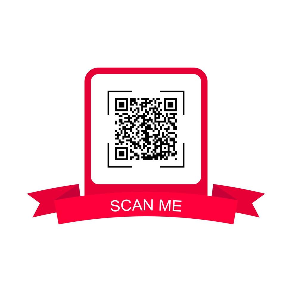 cadre rouge avec ruban pour code qr. code qr de concept créatif. scanne moi. vecteur