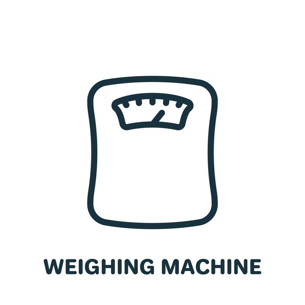 icône de ligne de machine de pesage. pictogramme linéaire du concept de contrôle du poids. icône de contour de balance de salle de bain. illustration vectorielle isolée. vecteur