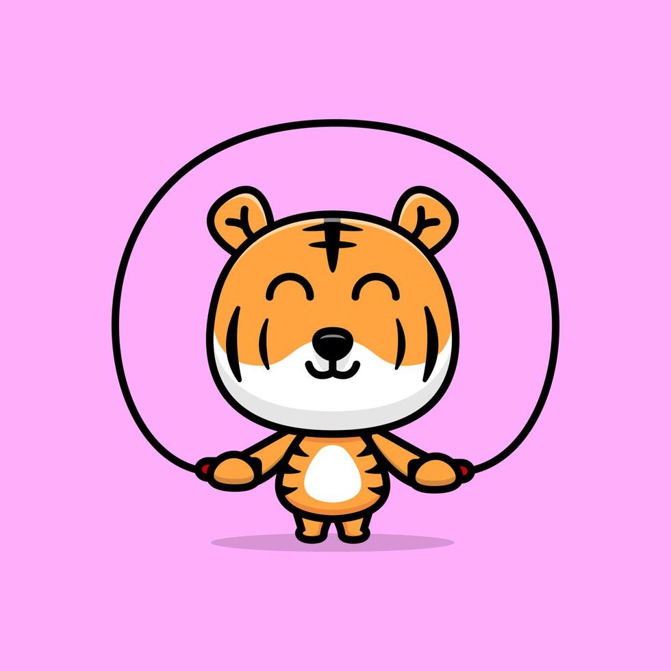 illustration de mascotte de dessin animé mignon tigre. conception d'une mascotte animale pour un livre de contes, une animation ou un produit imprimé vecteur