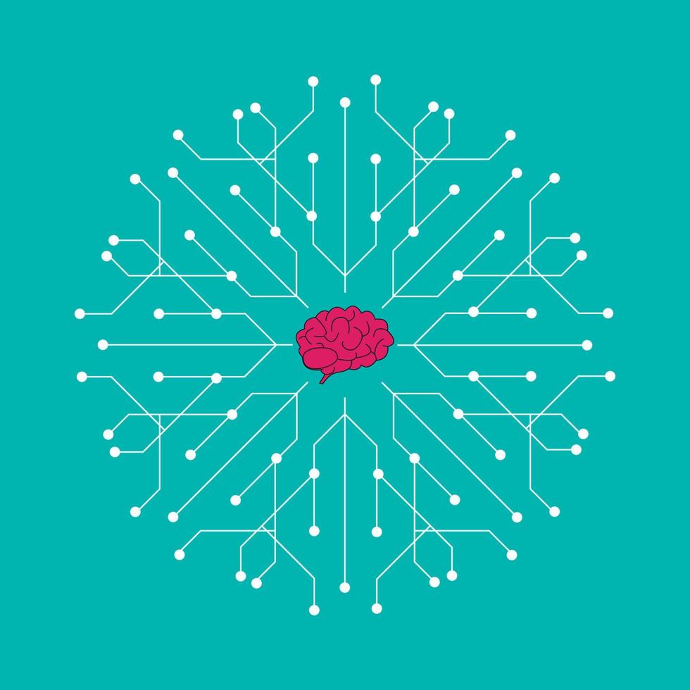 icône de cerveau électronique. concept de cartographie du cerveau avec des points, des cercles et des lignes. vecteur