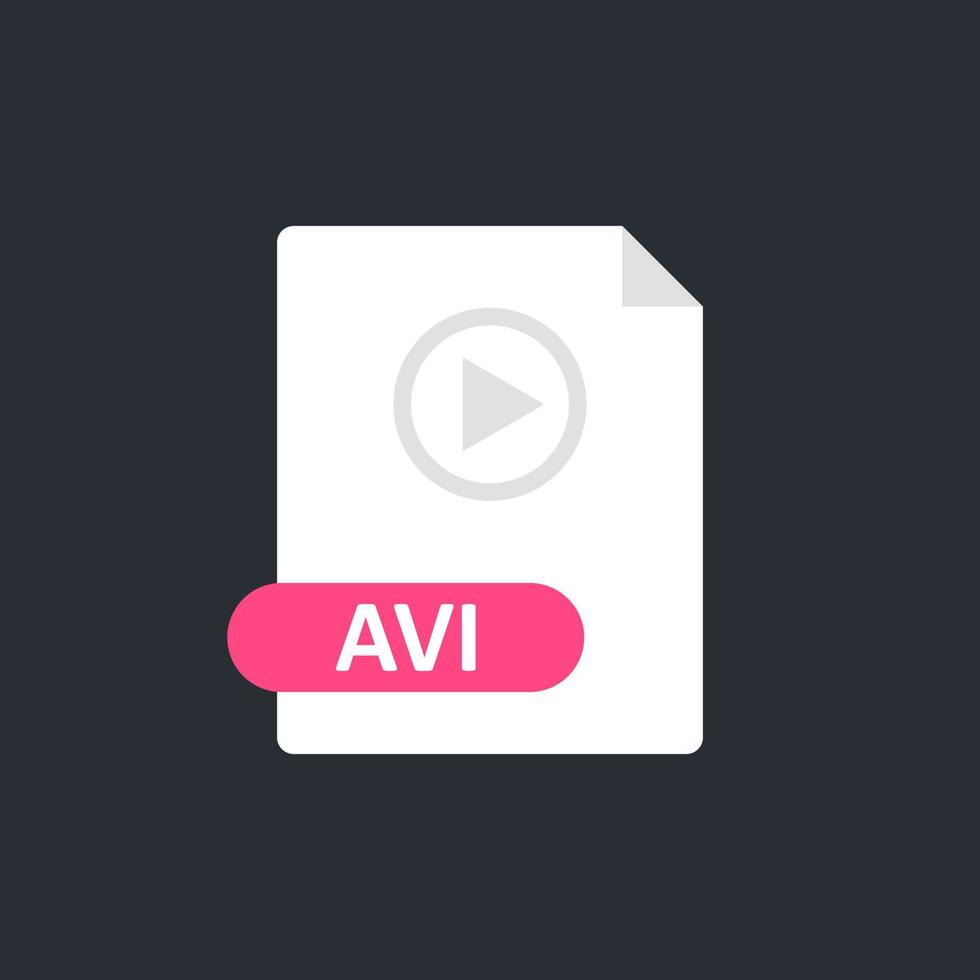 icône de fichier avi. fichier au format d'entrelacement audio vidéo. icône de lecture. vecteur