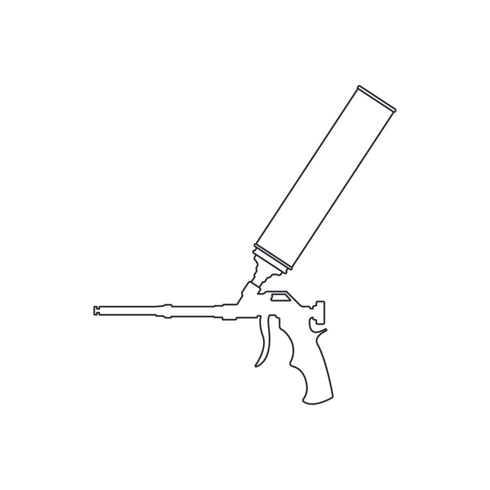 icône de ligne d'outil de construction. tube d'emballage en mousse de montage en polyuréthane avec icône de ligne de pistolet à mousse. vecteur