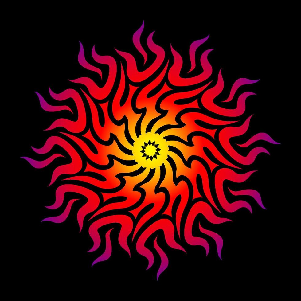 art de mandala de feu, art de mandala, arrière-plan abstrait avec une fleur vecteur