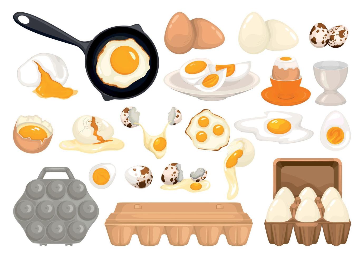 jeu d'icônes de nourriture aux œufs vecteur
