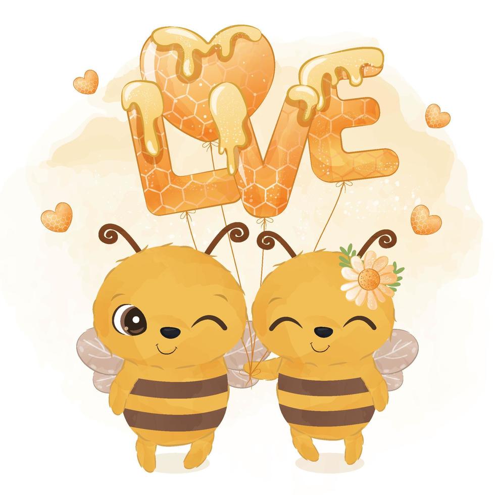 belle illustration d'abeille pour la décoration de printemps vecteur