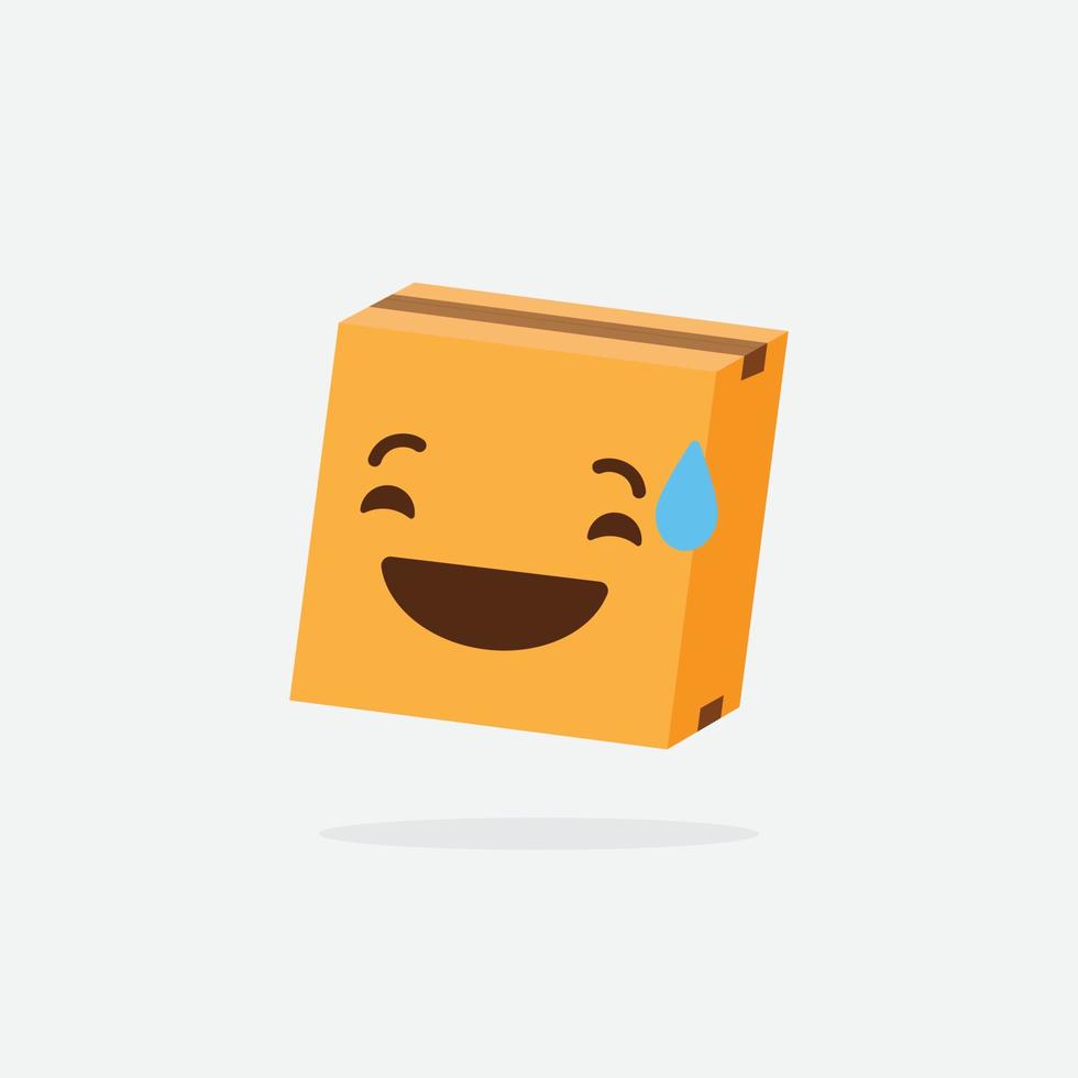 boîte en carton. drôle de boîte. caractère de boîte. boîte de livraison. boîte emoji. vecteur