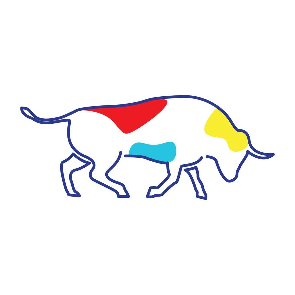 lignes continues bison coloré logo symbole vecteur icône illustration graphisme