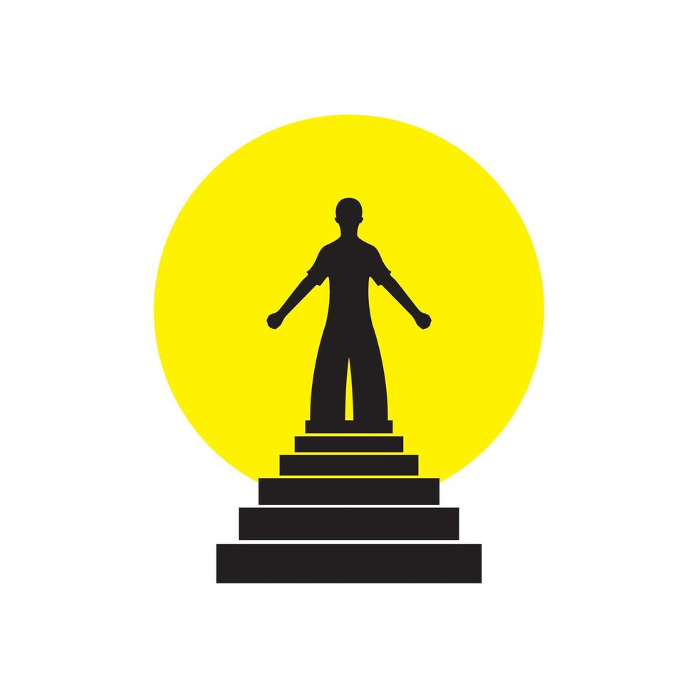 silhouette homme gagnant dans la création de logo podium symbole graphique vectoriel icône illustration idée créative