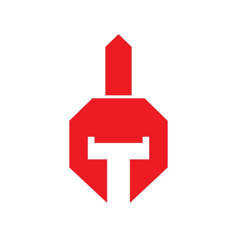 création de logo spartiate de guerrier casque rouge, illustration d'icône de symbole graphique vectoriel idée créative