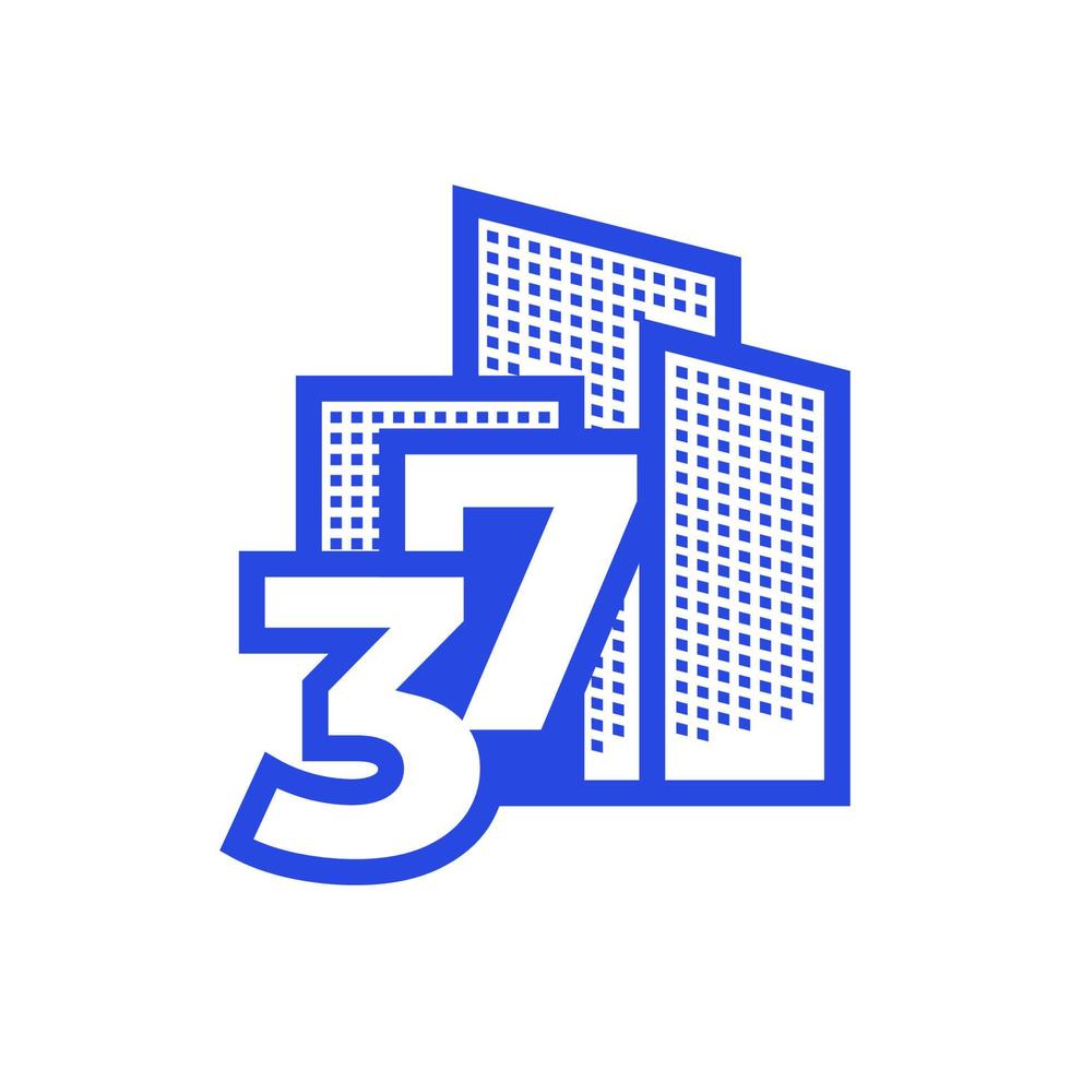 numéro 37 avec bâtiment logo design graphique vectoriel symbole icône illustration idée créative