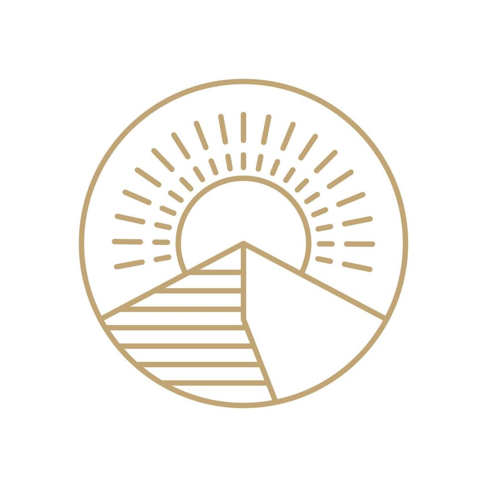 montagne de triangle hipster avec création de logo soleil, illustration d'icône de symbole graphique vectoriel idée créative
