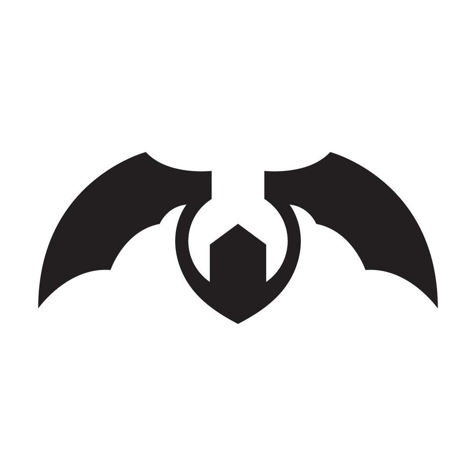 clé à molette avec création de logo d'ailes de chauve-souris, illustration d'icône de symbole graphique vectoriel idée créative