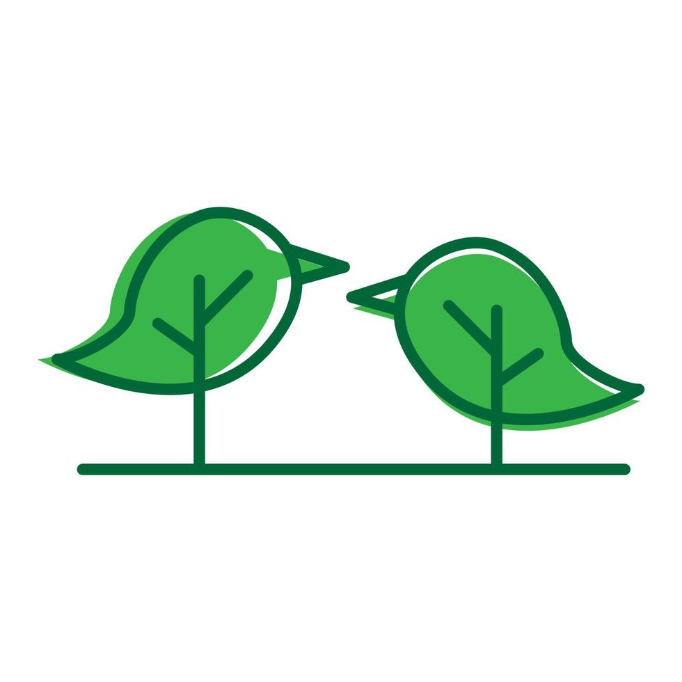 arbres verts abstraits avec petit oiseau logo symbole vecteur icône illustration graphisme