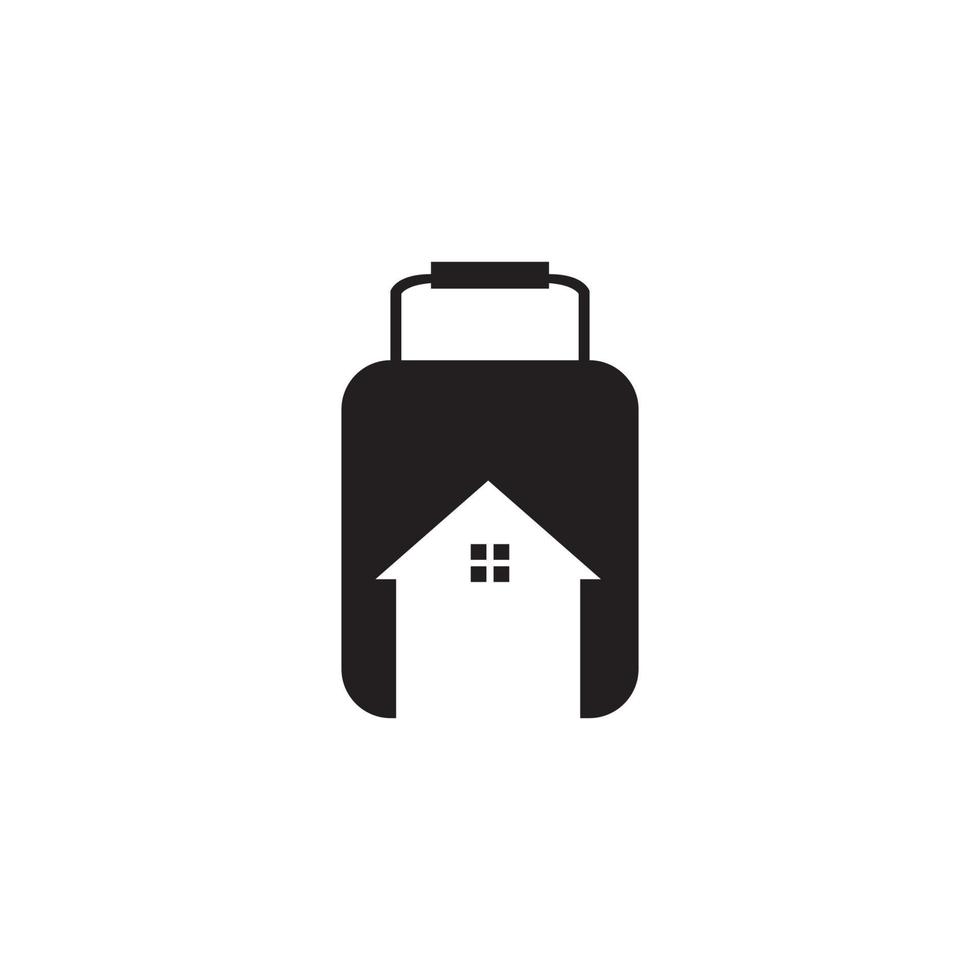valise avec création de logo en forme de maison, illustration d'icône de symbole graphique vectoriel idée créative