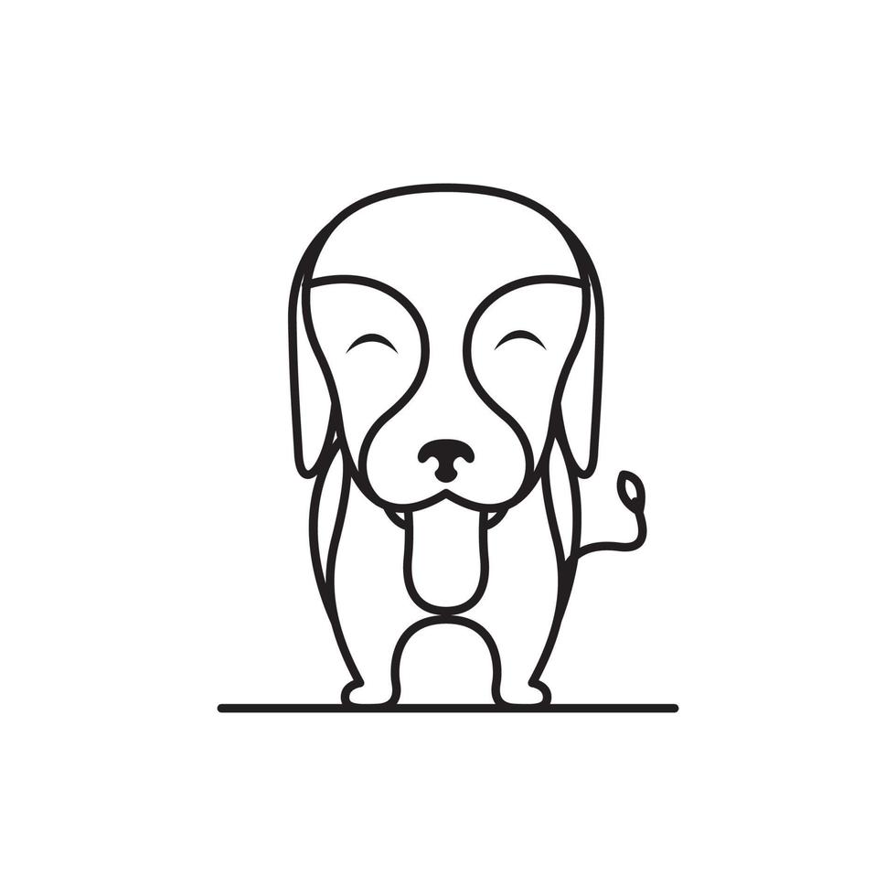 conception de logo de bouledogue mignon de dessin animé de ligne de forme, illustration d'icône de symbole graphique vectoriel idée créative