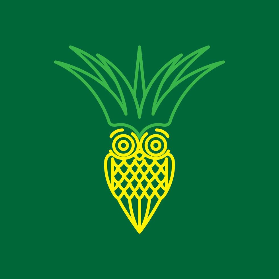 ananas coloré avec création de logo de hibou, idée créative d'illustration d'icône de symbole graphique vectoriel