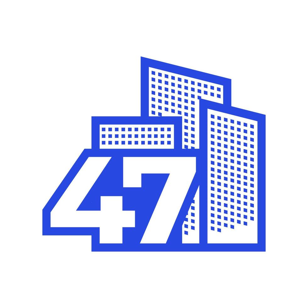 numéro 47 avec bâtiment logo design graphique vectoriel symbole icône illustration idée créative