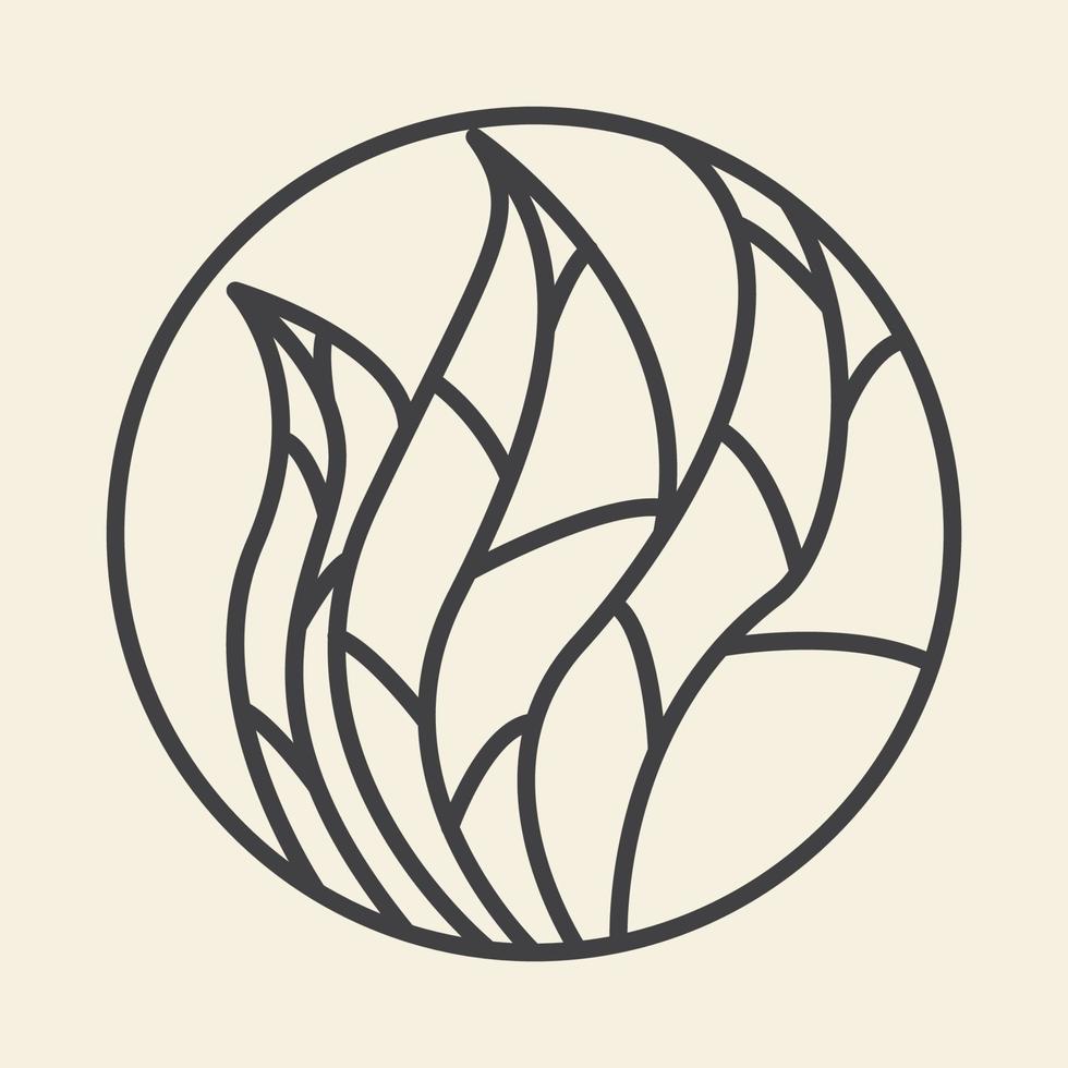 plantes décoratives avec cercle lignes simples logo vecteur icône symbole conception graphique illustration