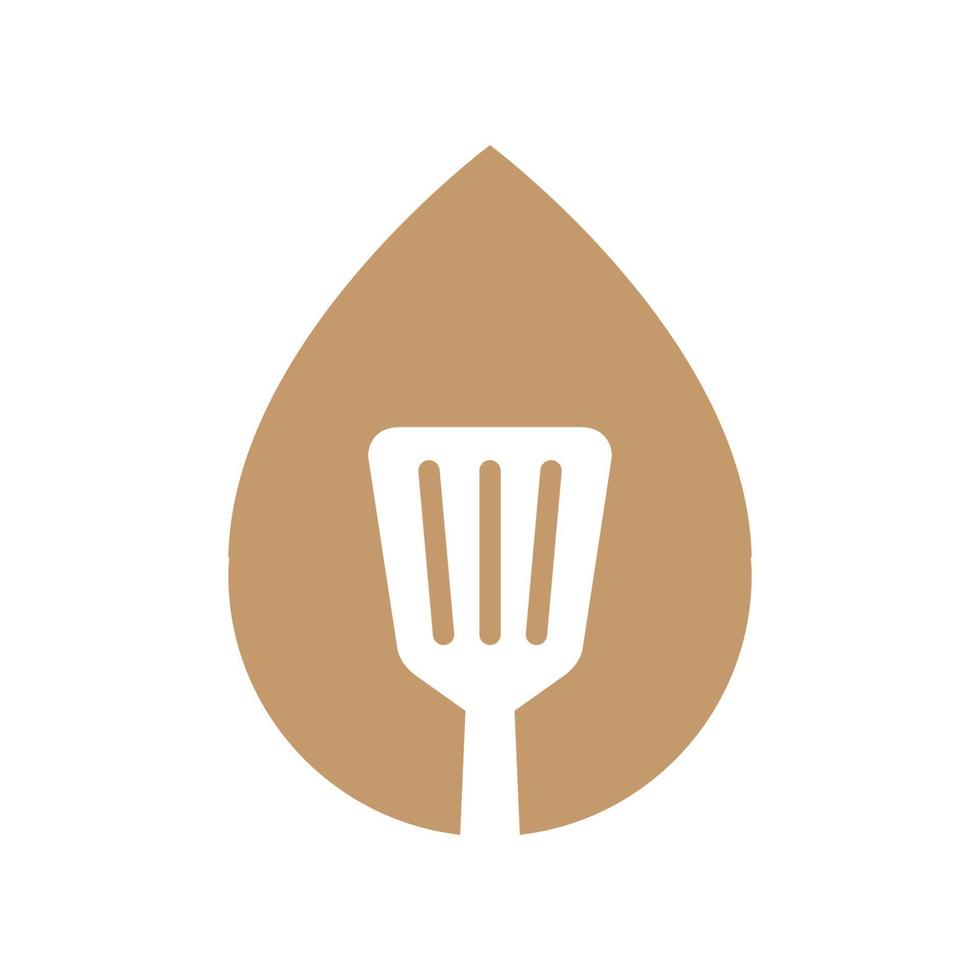 goutte d'huile d'olive avec création de logo de spatule, illustration d'icône de symbole graphique vectoriel idée créative