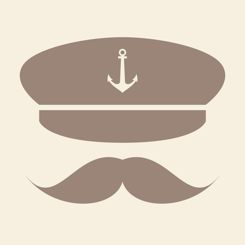 vieil homme moustache skipper capitaine logo design vecteur icône symbole graphique illustration
