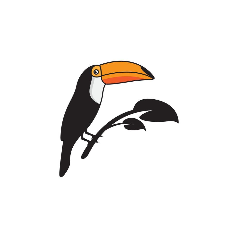 toucan oiseau coloré avec branche logo design vecteur graphique symbole icône illustration idée créative