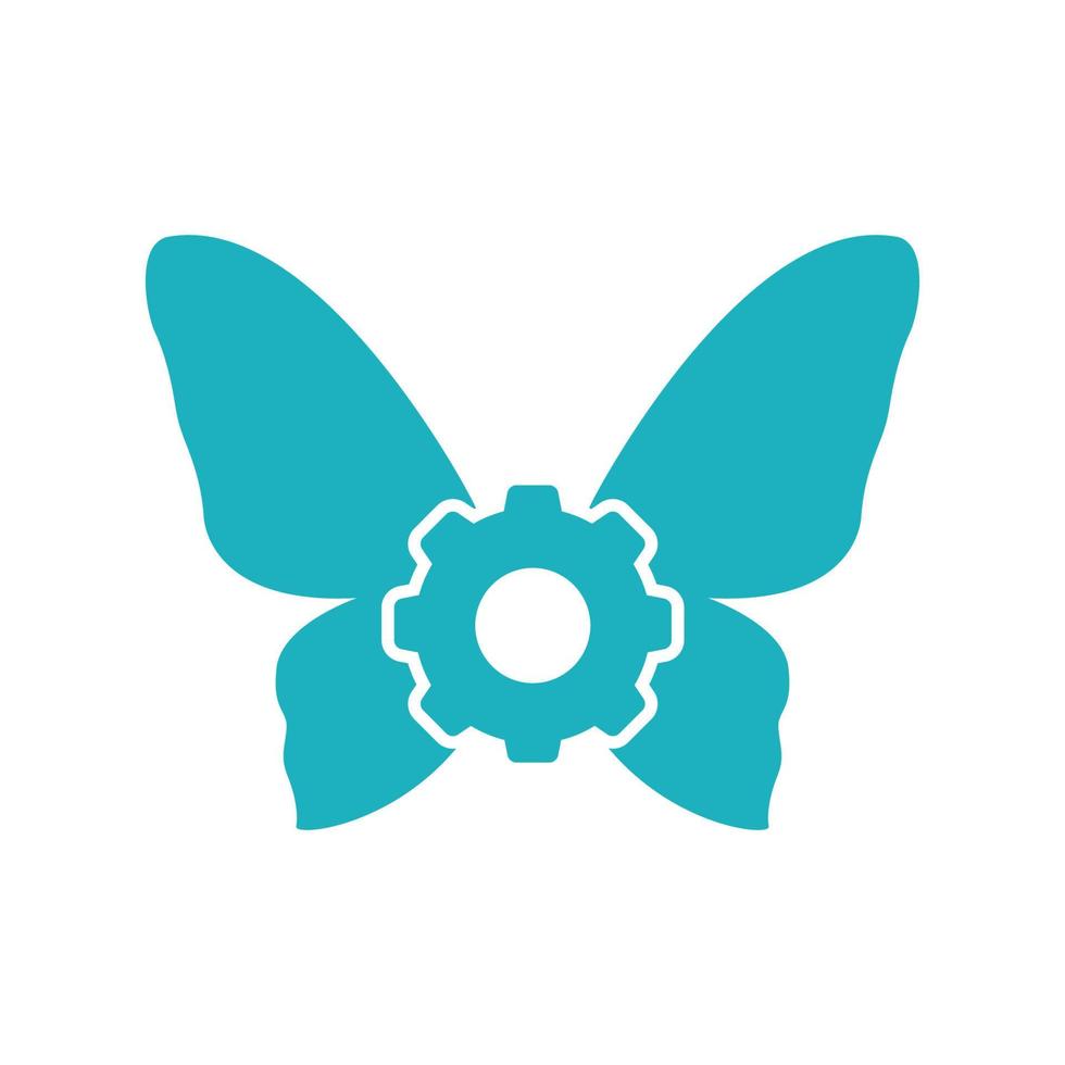 ailes de papillon avec création de logo de services d'engrenage, illustration d'icône de symbole graphique vectoriel idée créative