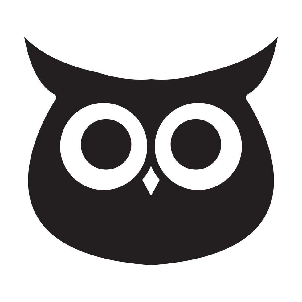 tête de hibou mignon logo noir symbole vecteur icône illustration graphisme