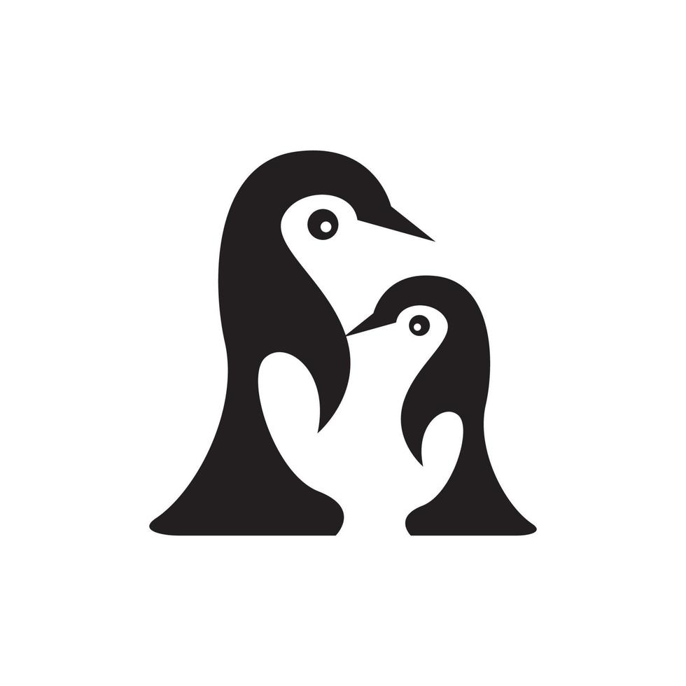 création de logo de pingouin mère et bébé, illustration d'icône de symbole graphique vectoriel idée créative