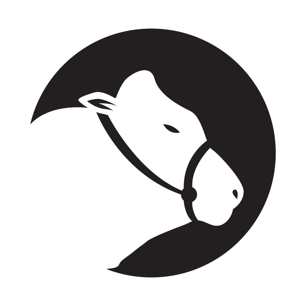 tête de l'espace négatif vache logo symbole vecteur icône illustration graphisme