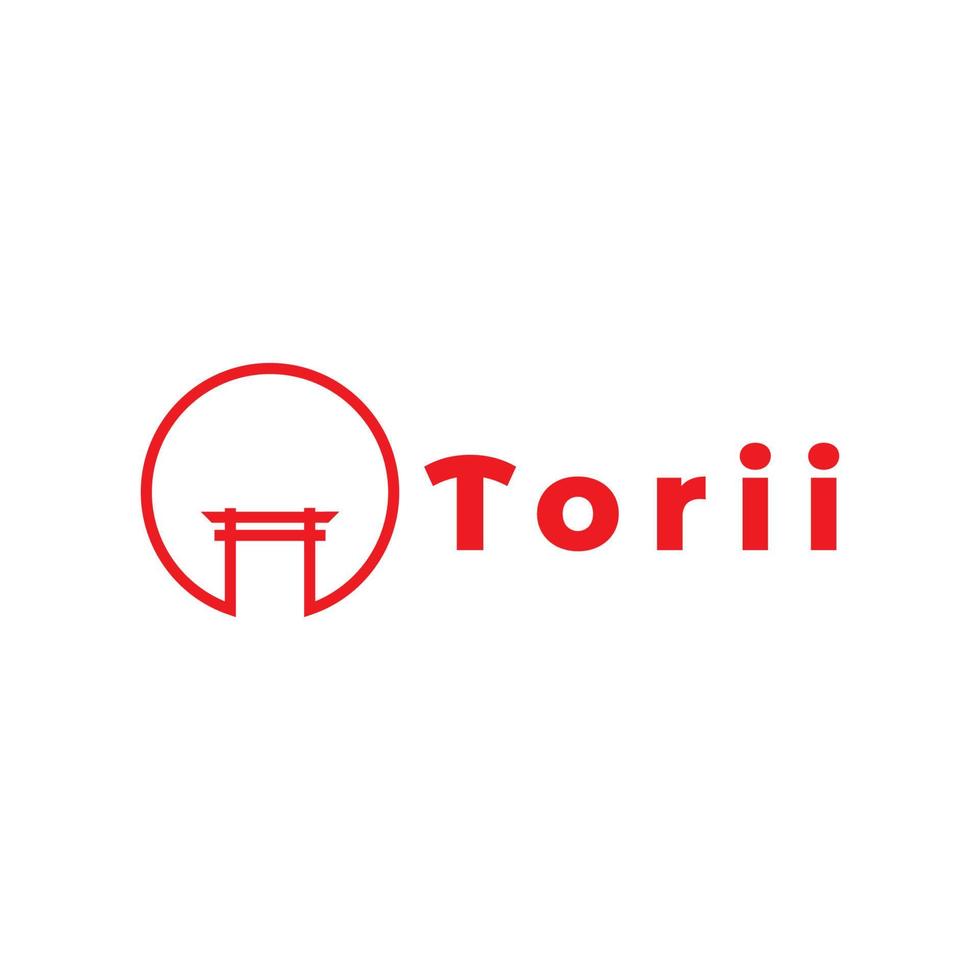 cercle rouge ligne japon torii logo design, vecteur symbole graphique icône illustration idée créative