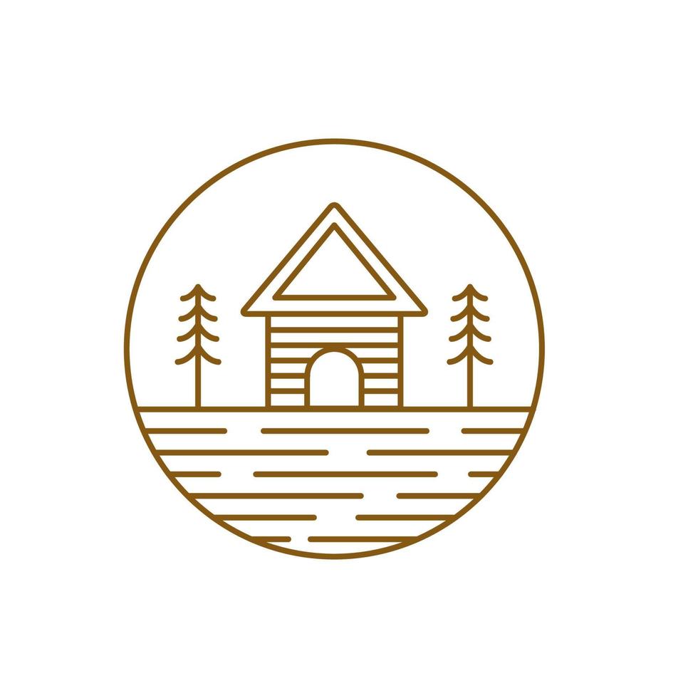 ligne hipster maison village avec arbres logo design graphique vectoriel symbole icône illustration idée créative