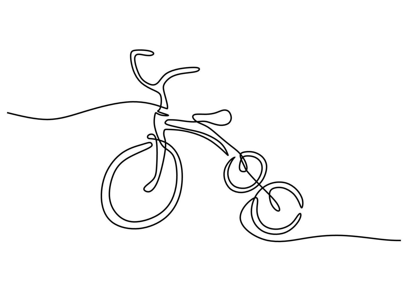 une seule ligne continue de tricycle pour jouet pour enfants vecteur