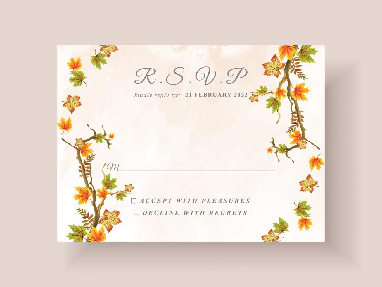 carte d'invitation de mariage sur le thème de la saison d'automne vecteur