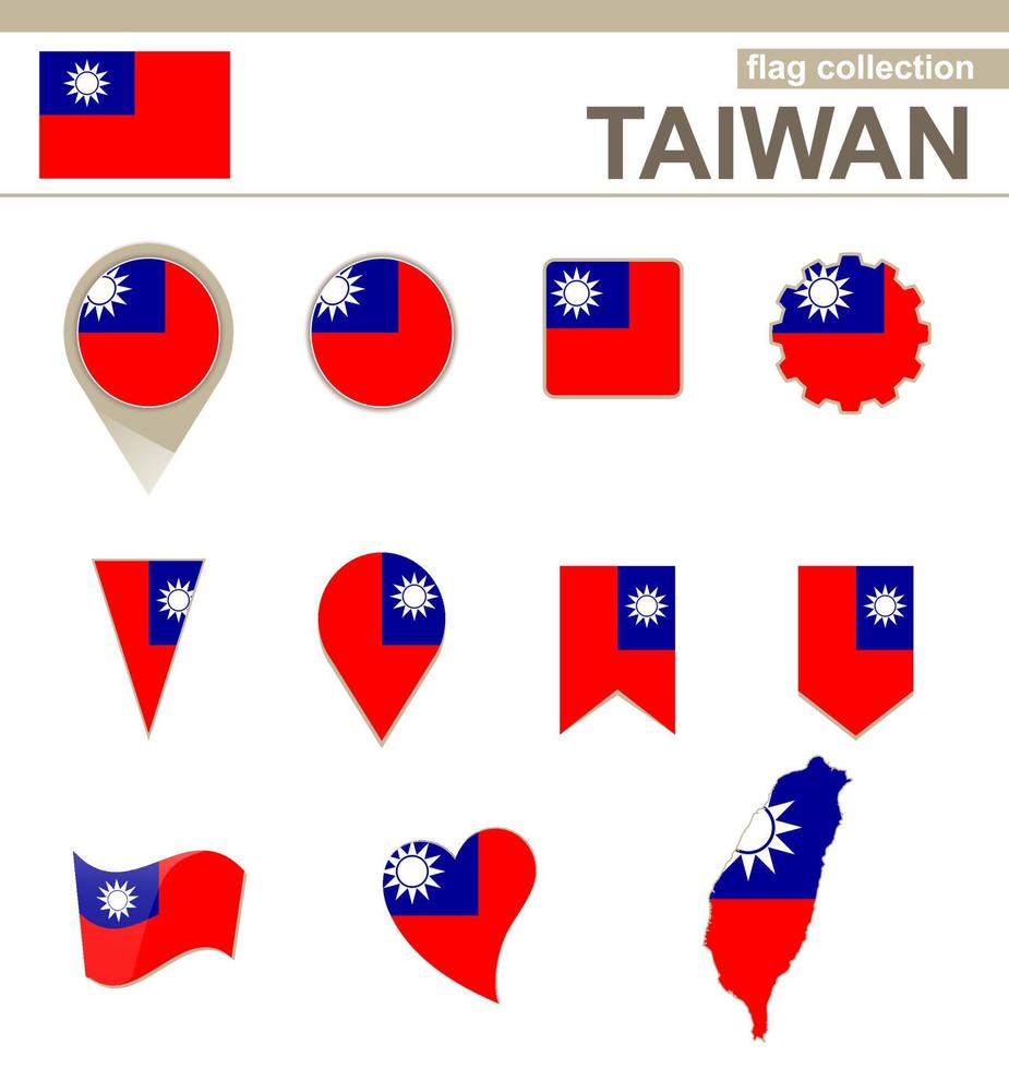 collection de drapeaux de taïwan vecteur